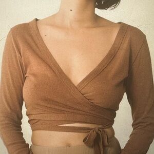 Ozma Dance Wrap Top - Small - Color=Coffee
